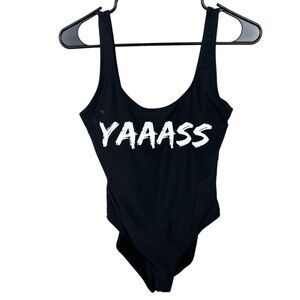 No Boundaries Black Swimsuit with graphic print, Medium, beach, resort, vacation